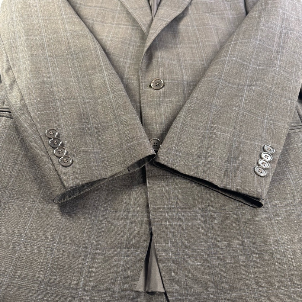 Jos A Bank Signature Gold Suit 41R Blazer 36W Pants Brown Windowpane - Picture 4 of 15